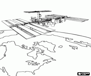 για ζωγραφική Ένα τεχνητό δορυφόρο σε τροχιά