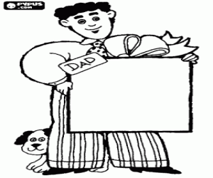 για ζωγραφική Έναν πατέρα με τον σκύλο και το δώρο