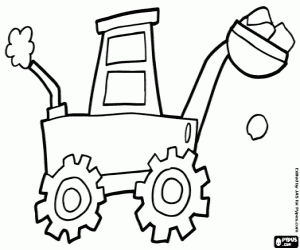 για ζωγραφική Ένας εκσκαφέας φορτωμένο με πέτρες