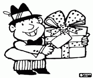 για ζωγραφική Ένας πατέρας με καπέλο και δώρο