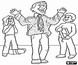 για ζωγραφική Ένας πατέρας που είναι ευχαριστημένοι με το δώρο