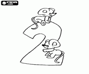 για ζωγραφική Αριθμός 2 με δύο ποντίκια