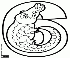 για ζωγραφική Αριθμός έξι, ένας κροκόδειλος