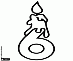 για ζωγραφική Αριθμός έξι και κερί γενέθλια