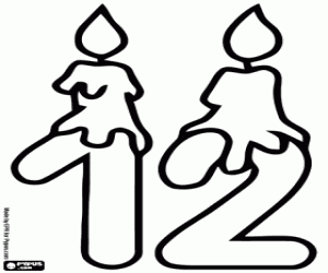 για ζωγραφική Αριθμός δώδεκα και τα κεριά γενεθλίων