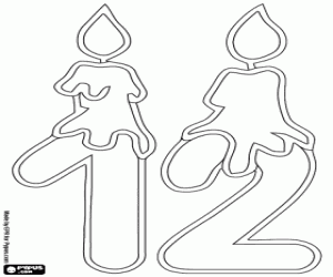 για ζωγραφική Αριθμός δώδεκα με κεριά, λεπτή γραμμή