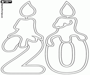 για ζωγραφική Αριθμός είκοσι με τα κεριά γενεθλίων