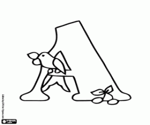 για ζωγραφική Γράμμα A και ένα μικρό πουλί