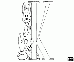 για ζωγραφική Γράμμα K με καγκουρό μαμά και το μωρό
