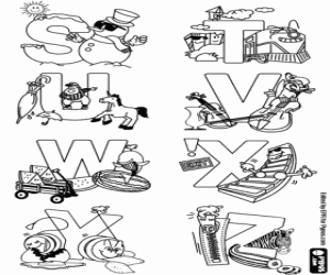 για ζωγραφική Γράμματα S-Z, το διακοσμημένα αλφάβητο