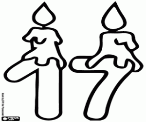 για ζωγραφική Δύο κεριά και αριθμό δεκαεπτά