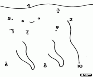 για ζωγραφική Ενώστε τις τελείες, ένα θαλάσσιο ζώο