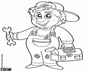 για ζωγραφική Εργαζόμενος με μια εργαλειοθήκη