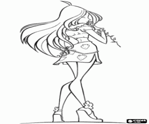 για ζωγραφική Η νεράιδα Φλόρα με ένα λουλούδι