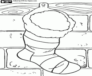 για ζωγραφική Κάλτσα Χριστουγέννων σε έναν τοίχο τούβλα