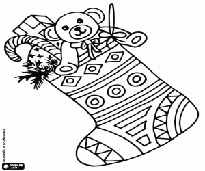 για ζωγραφική Κάλτσα με γεωμετρικά μοτίβα Χριστούγεννα