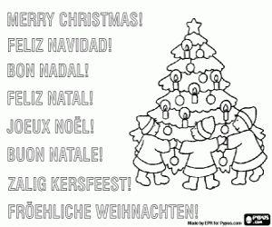 για ζωγραφική Κάρτα με παιδιά Χριστούγεννα