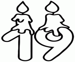 για ζωγραφική Κεριά και αριθμός δεκαεννιά, παχιά γραμμή