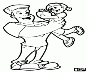 για ζωγραφική Κοριτσάκι και δώρο στην αγκαλιά του μπαμπά