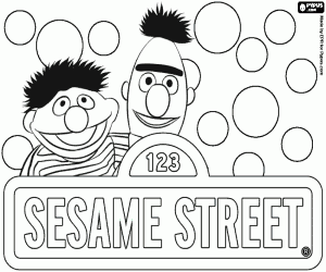 για ζωγραφική Λογότυπο Sesame Street με τον Έρνι και Μπερτ