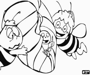 για ζωγραφική Μάγια και Willy βοηθώντας ένα σκουλήκι