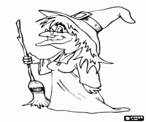 για ζωγραφική Μάγισσα με μαγική σκούπα