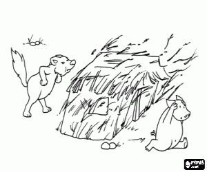 για ζωγραφική Μεγάλος κακός λύκος και το άχυρο σπίτι