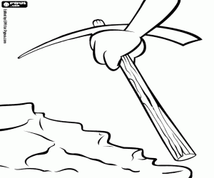 για ζωγραφική Μια αξίνα σε ετοιμότητα για να σκάψει