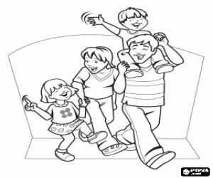 για ζωγραφική Μια ευτυχισμένη οικογένεια στην ημέρα του πατέρα