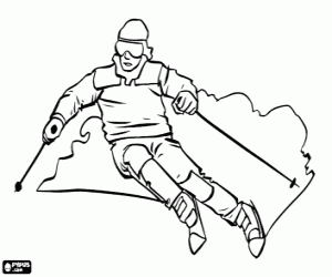 για ζωγραφική Μια ολίσθηση για ένας σκιέρ