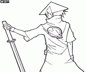 για ζωγραφική Μια σαμουράι πολεμιστής με το katana