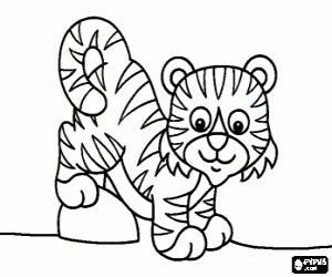 για ζωγραφική Μια τίγρη μωρό ή ένα νεογέννητο τίγρη