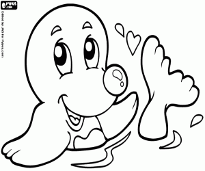 για ζωγραφική Μια φώκια στο νερό