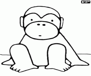 για ζωγραφική Μικρή μαϊμού συνεδρίαση στο πάτωμα