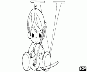 για ζωγραφική Μικρό αγόρι και βιολί με γράμμα V