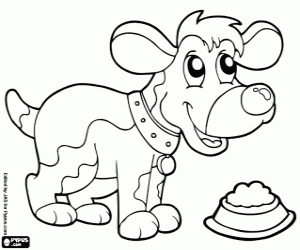 για ζωγραφική Μικρό σκυλί ευχαριστημένοι με το φαγητό