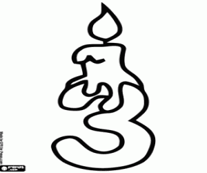 για ζωγραφική Νούμερο τρία με ένα κερί γενέθλια