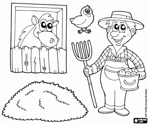 για ζωγραφική Ο αγρότης στο αγρόκτημα