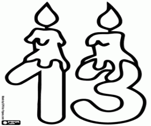 για ζωγραφική Ο αριθμός δεκατρία με δύο κεριά