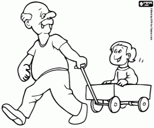 για ζωγραφική Ο παππούς παίζοντας με τον εγγονό του