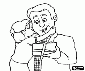 για ζωγραφική Ο πατέρας από την κόρη, φιλί και δώρο