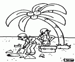 για ζωγραφική Οι πειρατές θάβοντας το θησαυρό