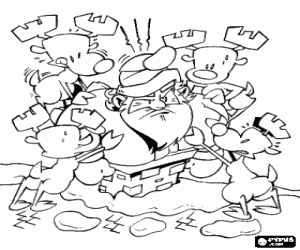 για ζωγραφική Οι τάρανδοι πιέζει τον Άγιο Βασίλη