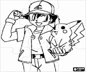 για ζωγραφική Παζλ Ash και Pikachu