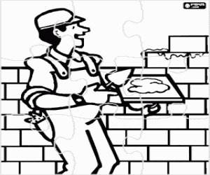 για ζωγραφική Παζλ ενός πλινθοκτίστη και έναν τοίχο