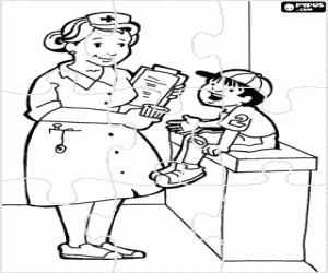 για ζωγραφική Παζλ η νοσοκόμα και το παιδί