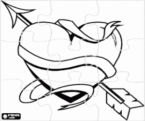 για ζωγραφική Παζλ καρδιάς με ένα βέλος