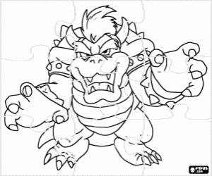 για ζωγραφική Παζλ του Bowser, εχθρός του Mario