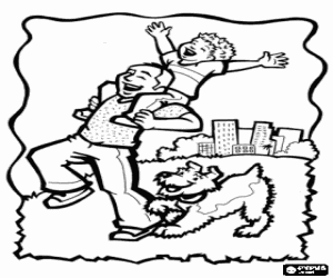 για ζωγραφική Πατέρας, Υιός και σκυλί στο πάρκο