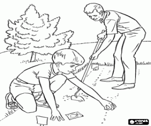 για ζωγραφική Πατέρας και γιος σε λαχανόκηπο